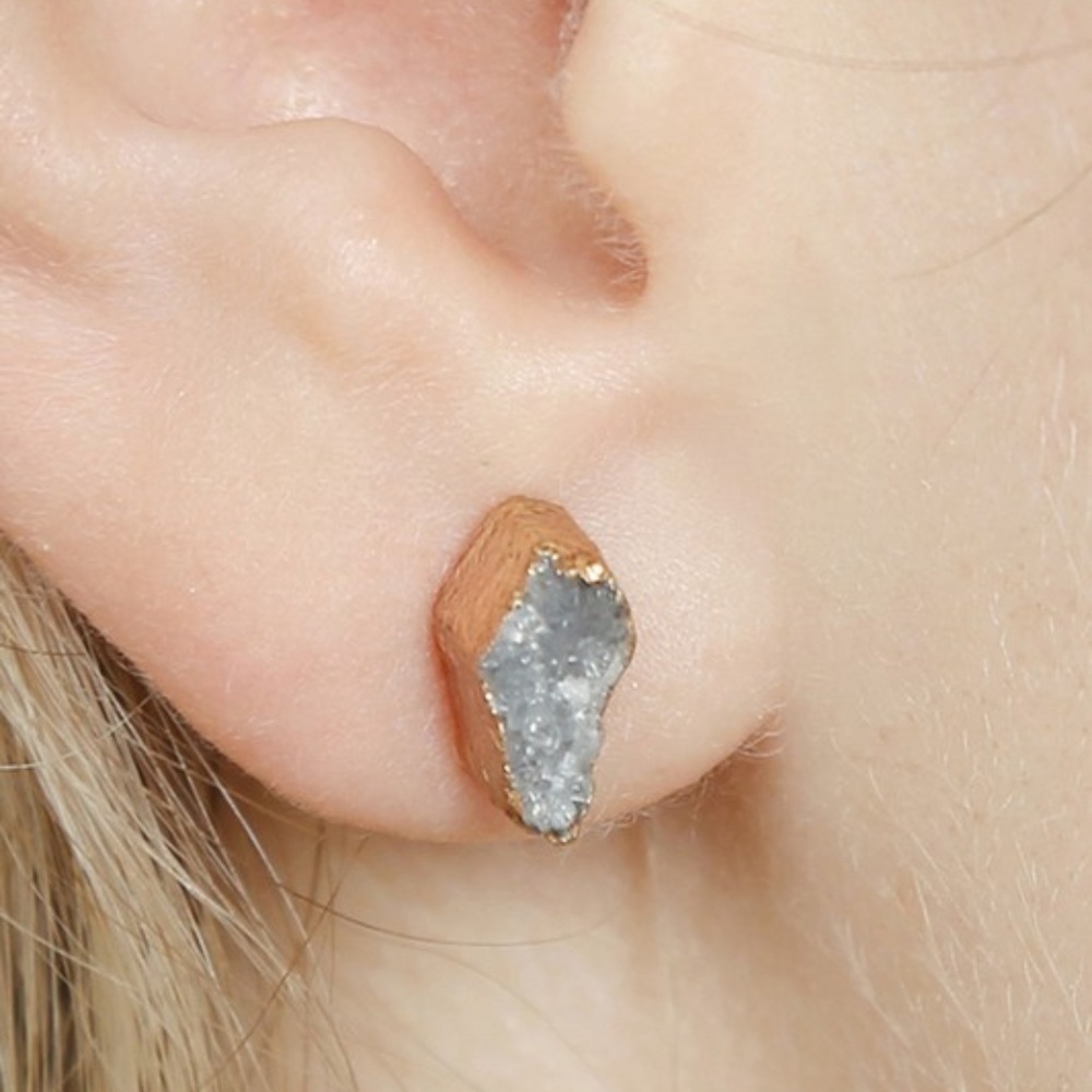 FAUX DRUZY STUD EARRINGS